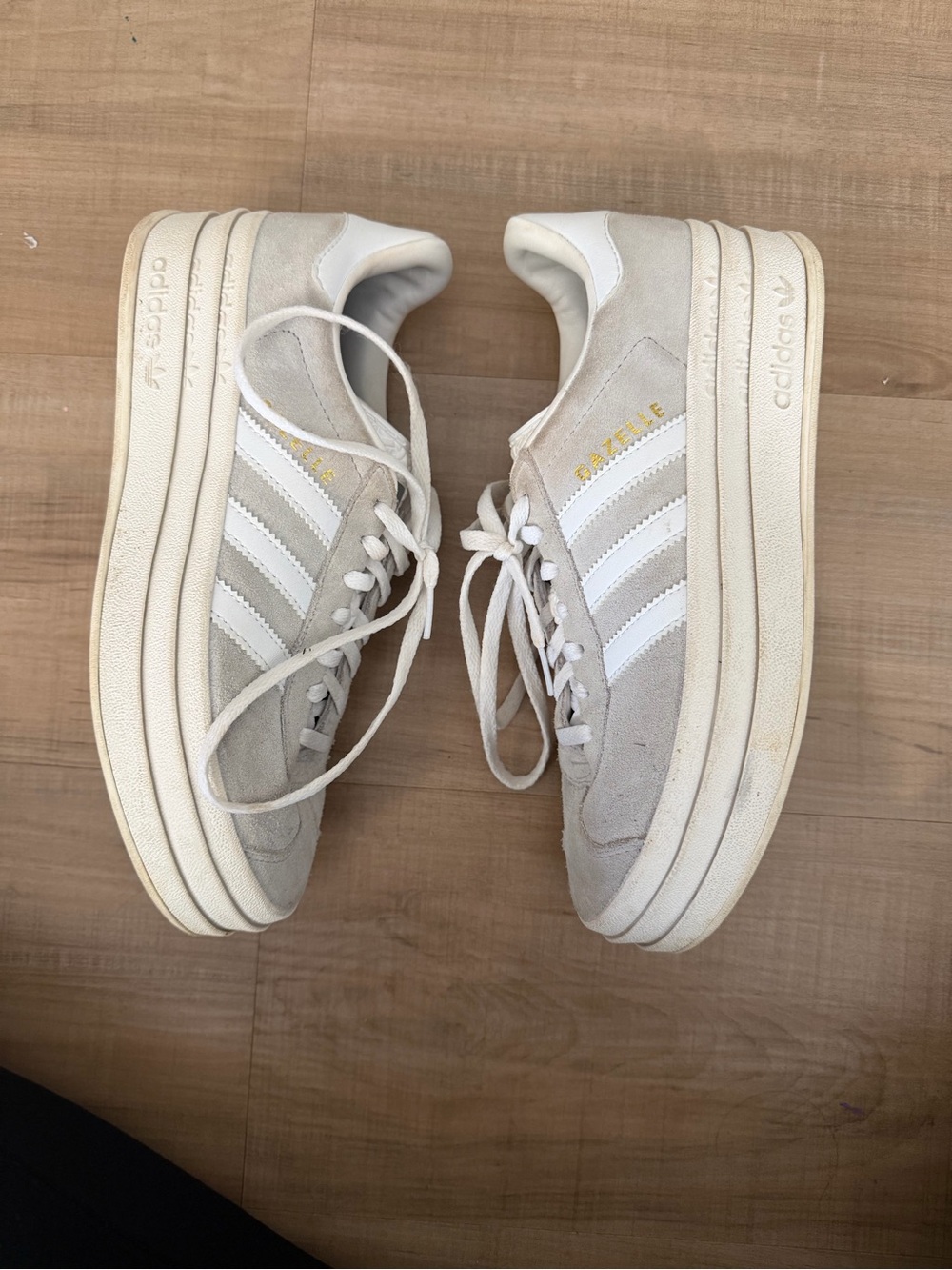 adidas Platform Suede Sneakers in Light Gray and White